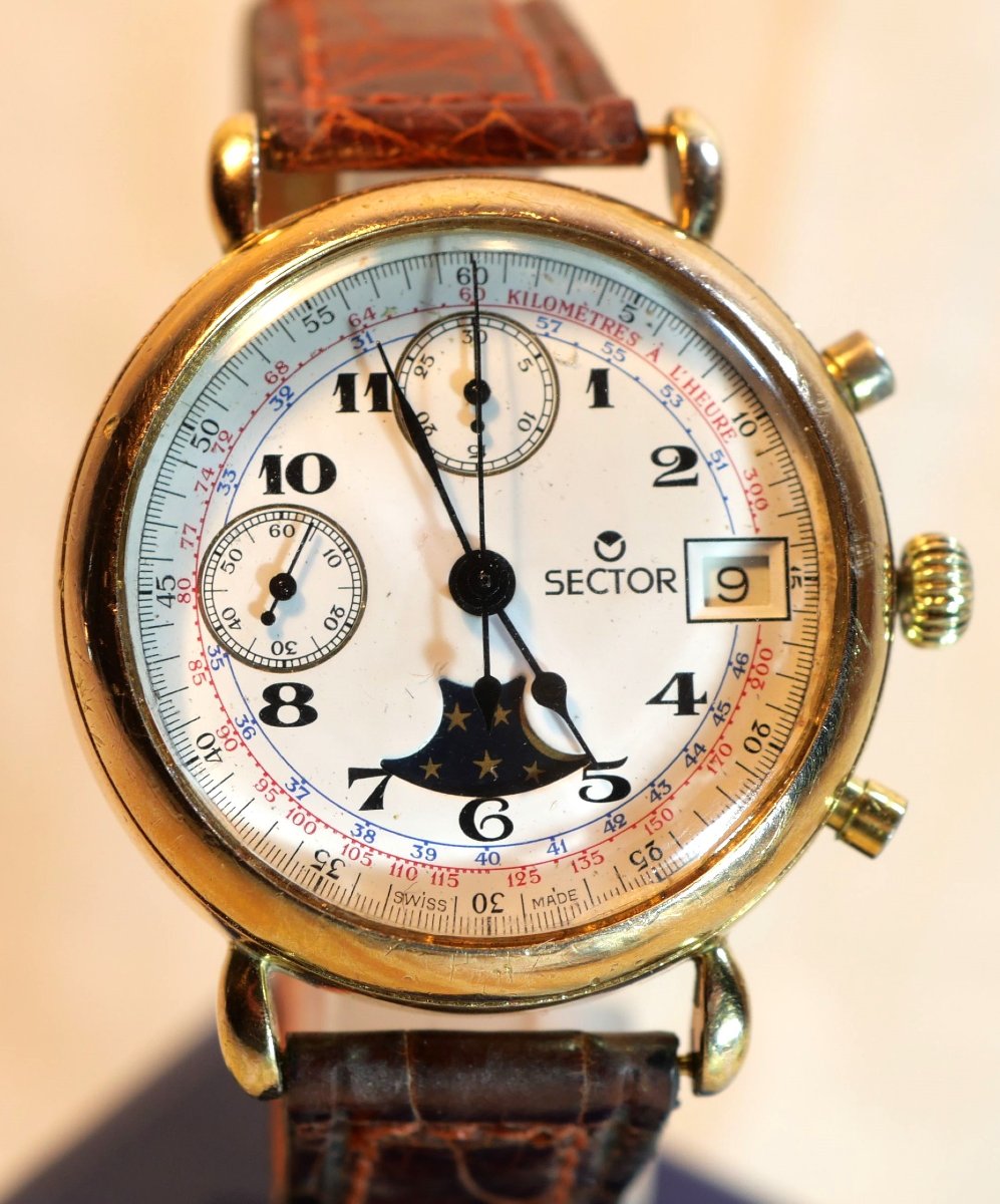 Sector Men's Mechanical Chronograph Wristwatch With Moon Phase - Sdch24mon12-photo-4