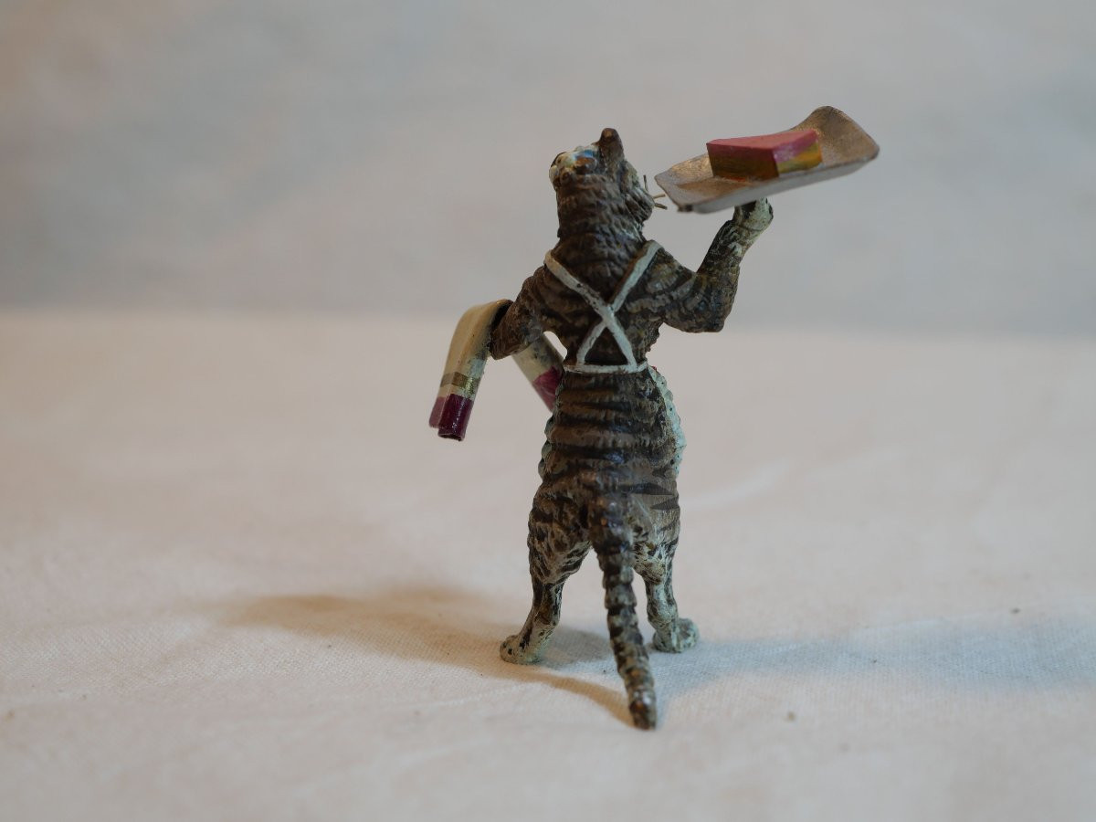Bronze De Vienne Fritz Bermann  Petit Chat Au Plateau Avec Part De Gateau Per25bzv001-photo-1