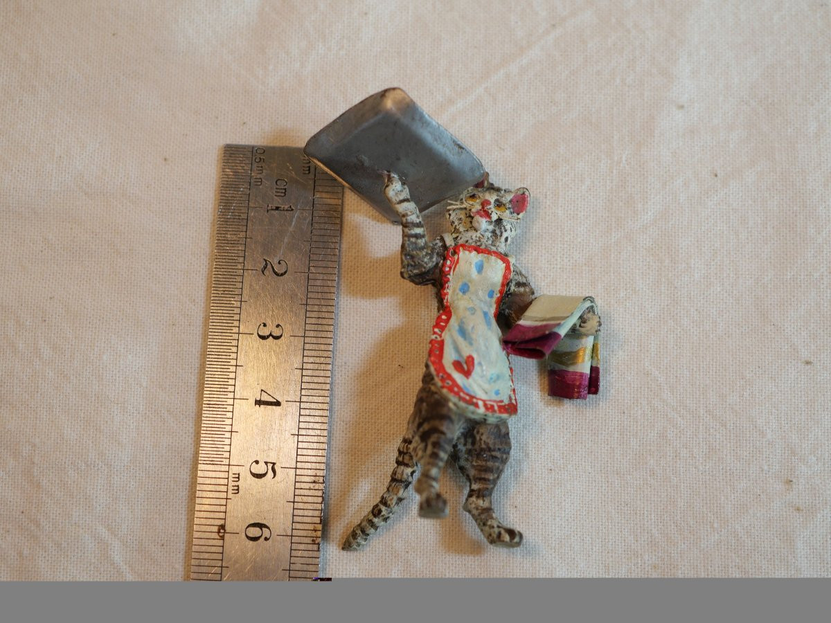 Bronze De Vienne Fritz Bermann  Petit Chat Au Plateau Avec Part De Gateau Per25bzv001-photo-6
