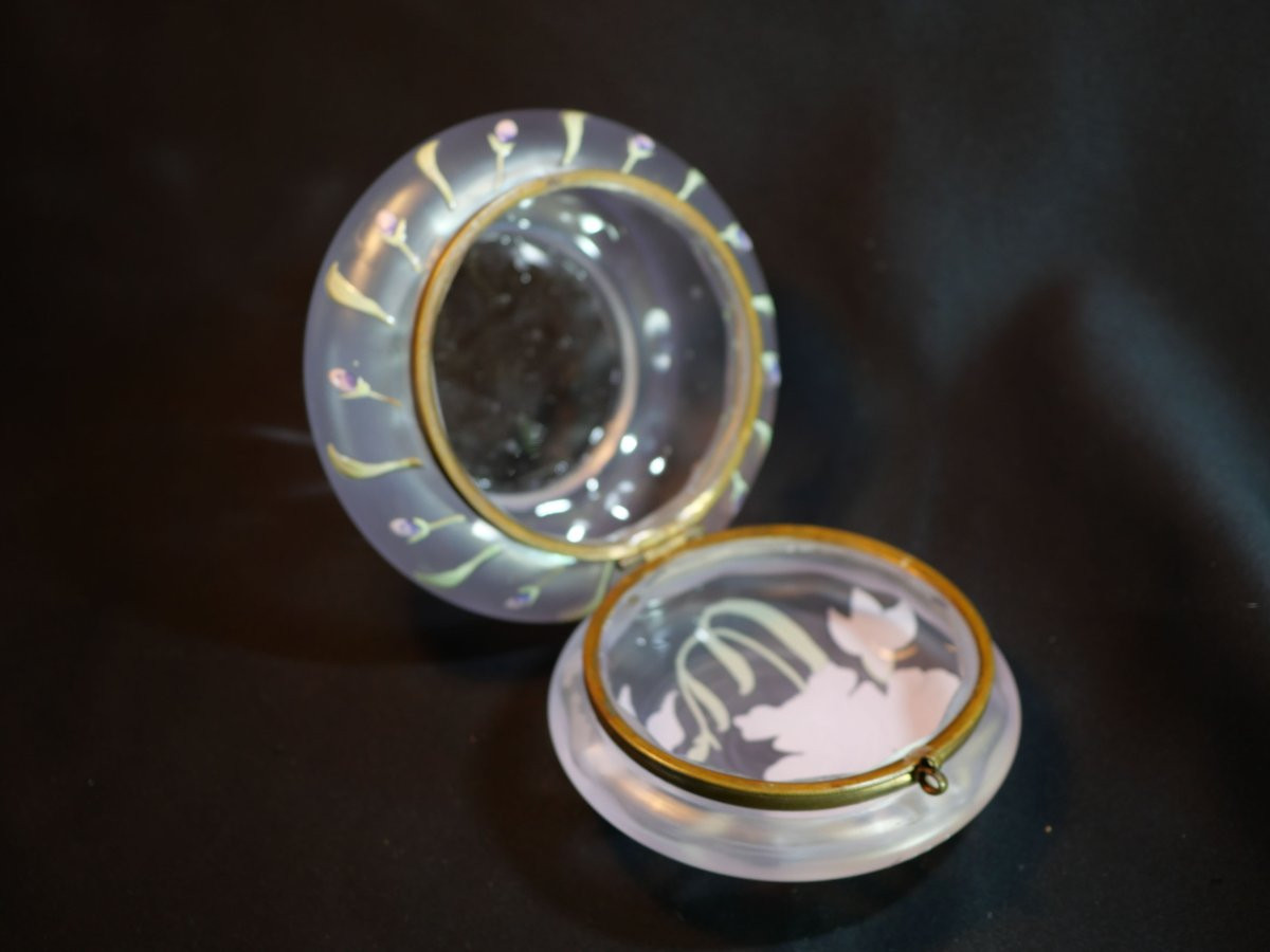 Art Nouveau Legras - Bombonnière En Verre émaillé Décorée d'Iris - Per25bom001-photo-3