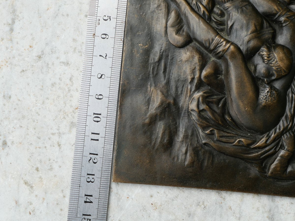 Erotica - Vers 1900 Plaque Bronze Scène Avec Religieux - Ref Per25ero001-photo-5