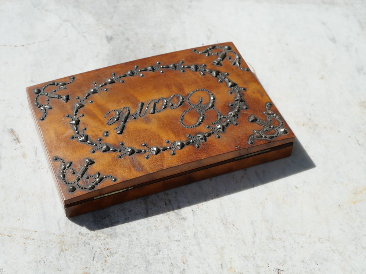 Box For Playing Cards With Metallic Decorations - 19th Century - Lis25crt001-photo-4