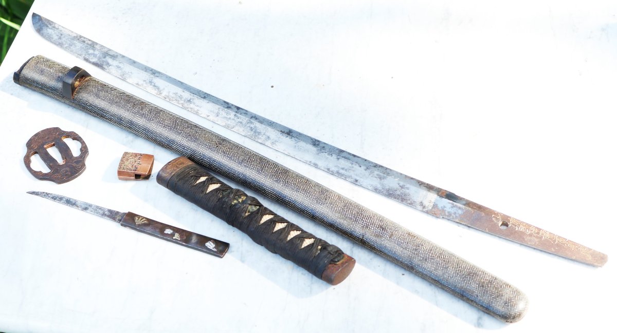  Japanese Wakizashi Sword Edo Period Signed By The Blacksmith Nagayoshi - Sdc25wak001-photo-1