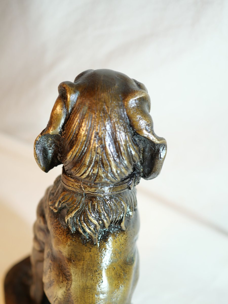 Grand chien épagneul en bronze sur terrasse XIX PER25CBR001-photo-2