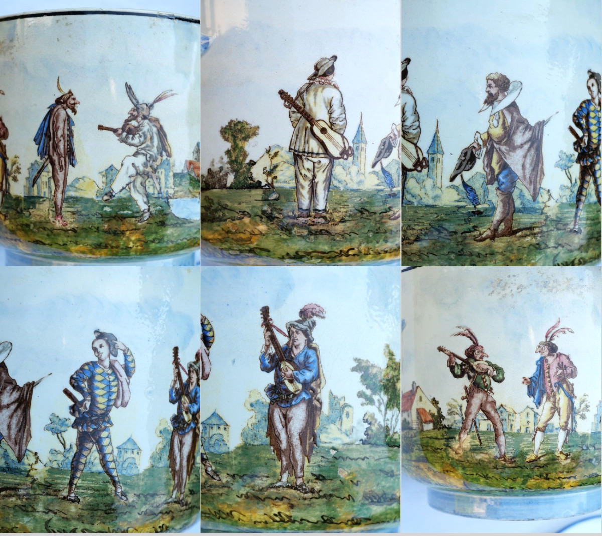 Faience Gien Flowerpot Calot Venice Commedia Dell'arte Scn25cgi001-photo-2