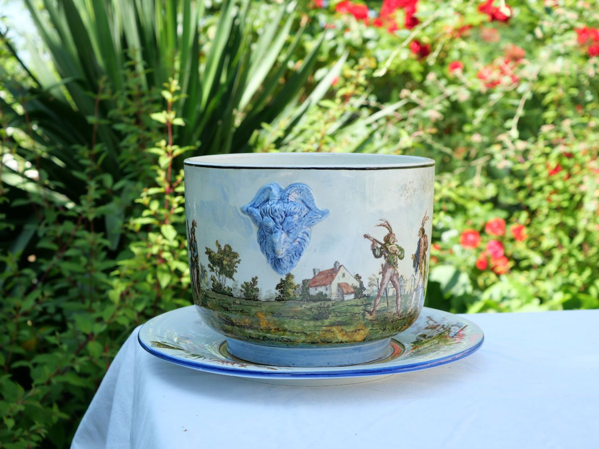 Faience Gien Flowerpot Calot Venice Commedia Dell'arte Scn25cgi001-photo-2