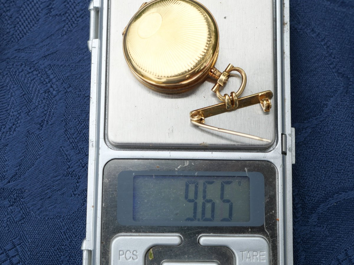 Tavannes Watch Neck Pocket In 18k Gold Carats Functional Weight 9.65 Grams 18k Gold-photo-3
