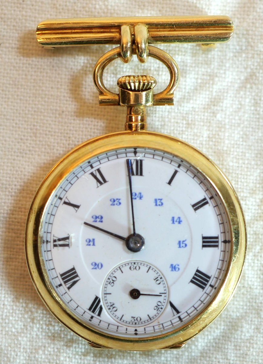Tavannes Watch Neck Pocket In 18k Gold Carats Functional Weight 9.65 Grams 18k Gold-photo-6