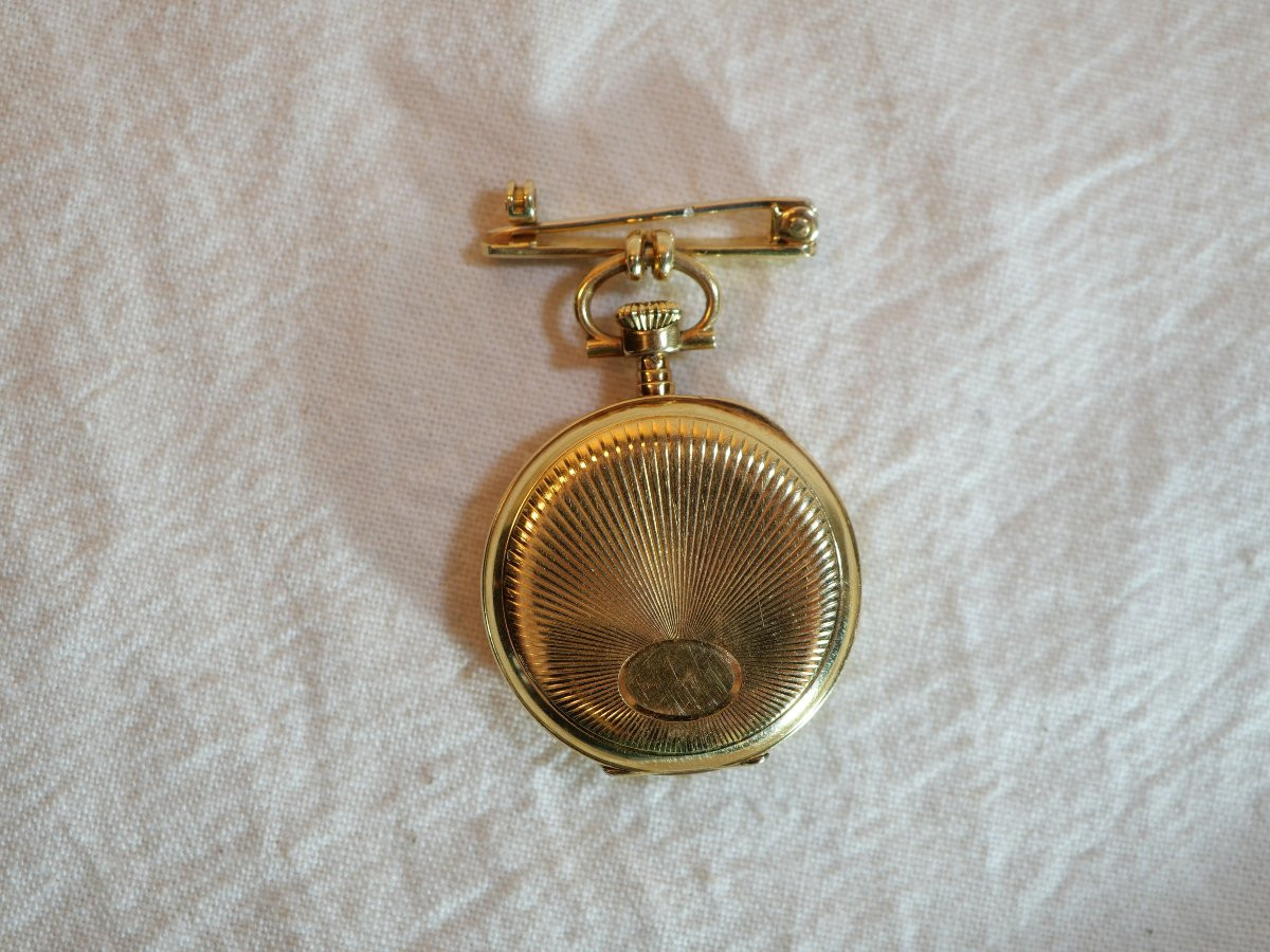 Tavannes Watch Neck Pocket In 18k Gold Carats Functional Weight 9.65 Grams 18k Gold-photo-7