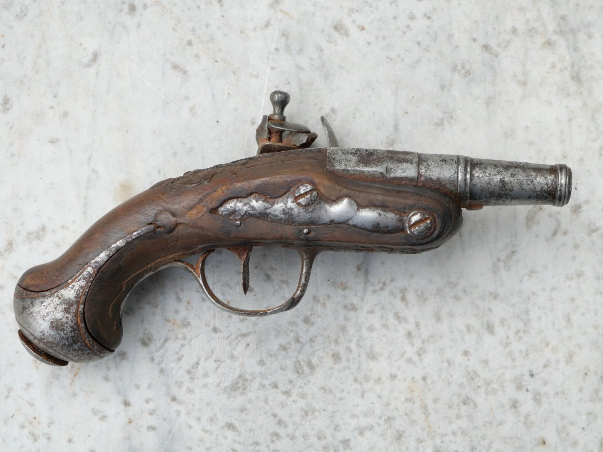 Petit pistolet Silex de voyage époque XVIII - ref CAB25SIL002-photo-3