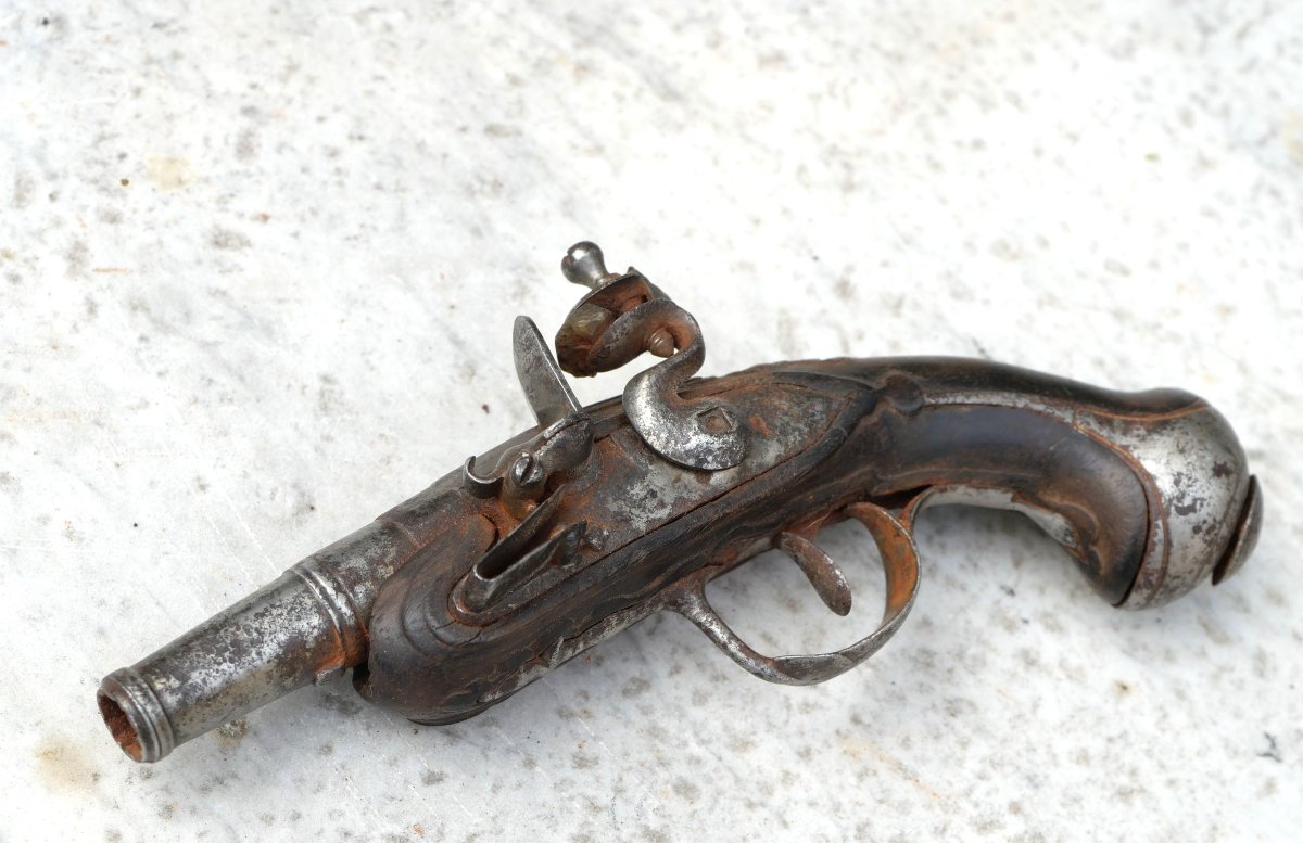 Petit pistolet Silex de voyage époque XVIII - ref CAB25SIL002-photo-1