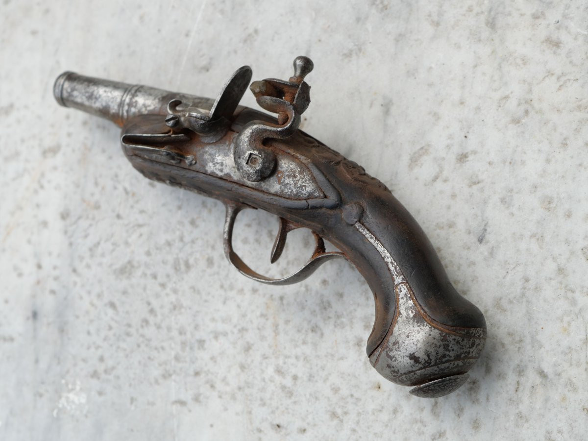 Petit pistolet Silex de voyage époque XVIII - ref CAB25SIL002-photo-2