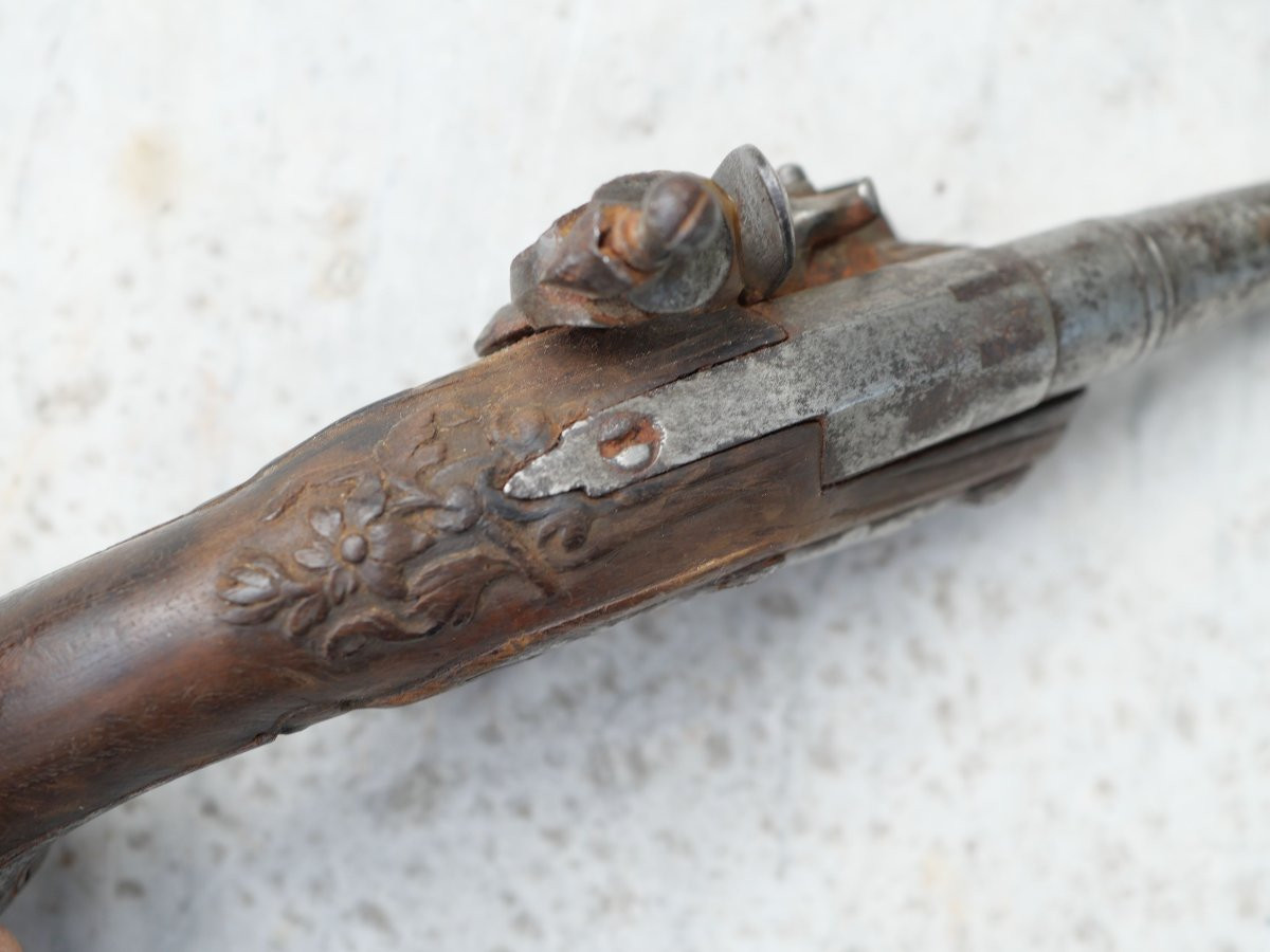 Petit pistolet Silex de voyage époque XVIII - ref CAB25SIL002-photo-3