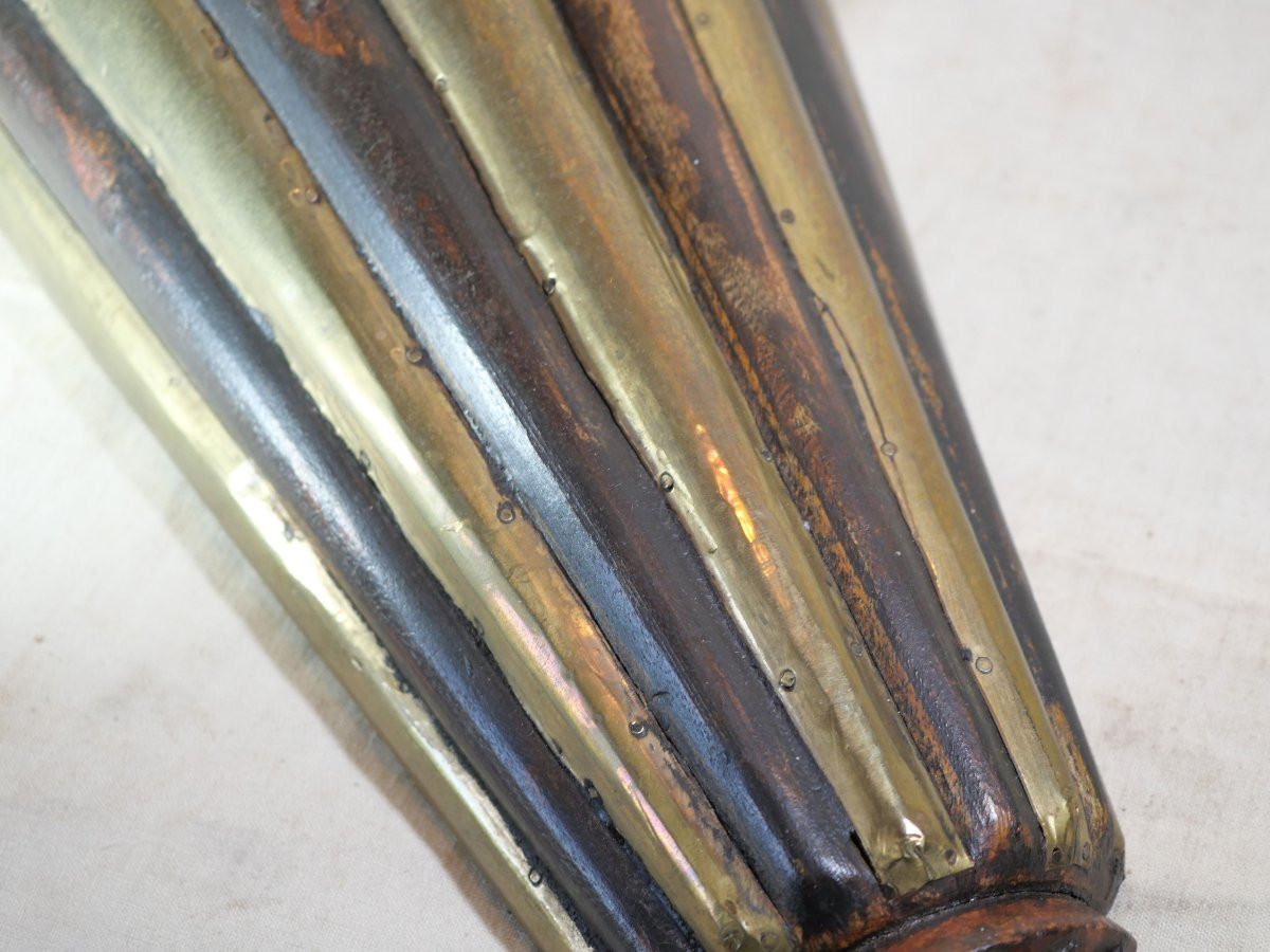 Sconce Carved Wood Gadrooned Cone Shape Several Parts Brass Veneer Sbx25apl001-photo-5