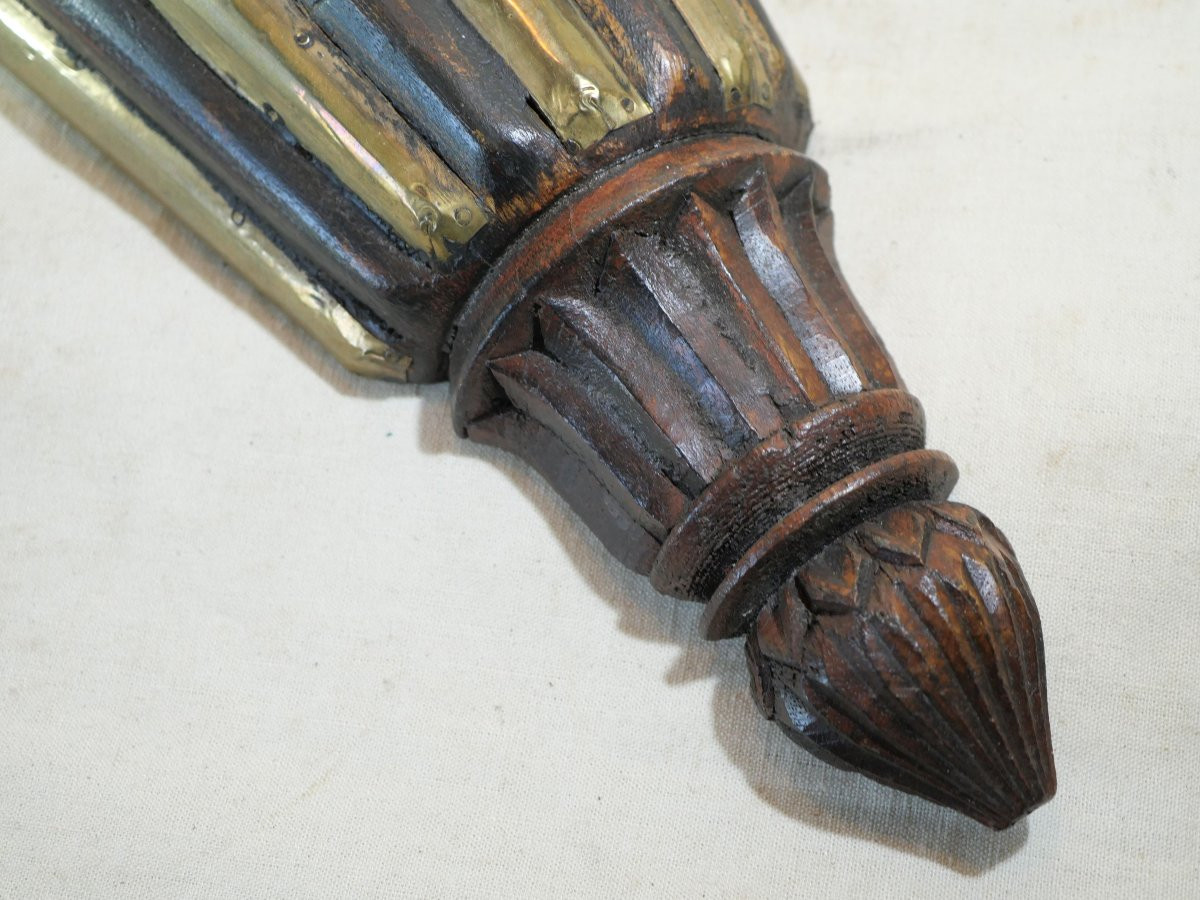 Sconce Carved Wood Gadrooned Cone Shape Several Parts Brass Veneer Sbx25apl001-photo-6