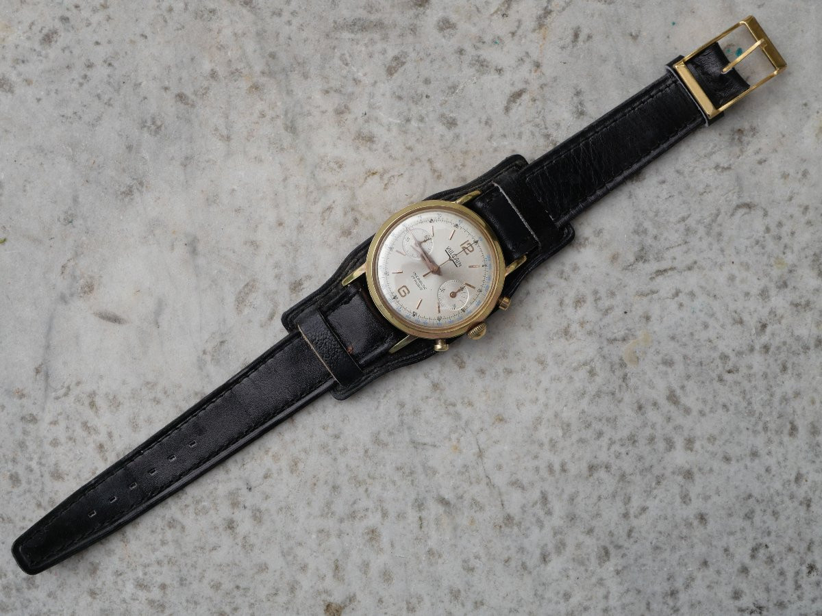 Montre chronomètre chronographe Vulcain années 50 plaqué or calibre Venus 210 BEA25MON002-photo-2