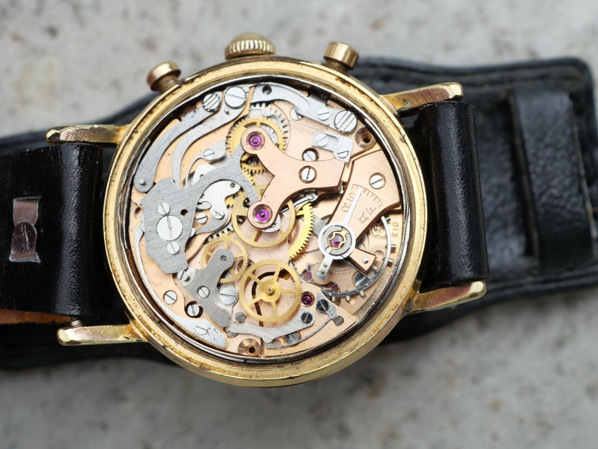 Montre chronomètre chronographe Vulcain années 50 plaqué or calibre Venus 210 BEA25MON002-photo-3