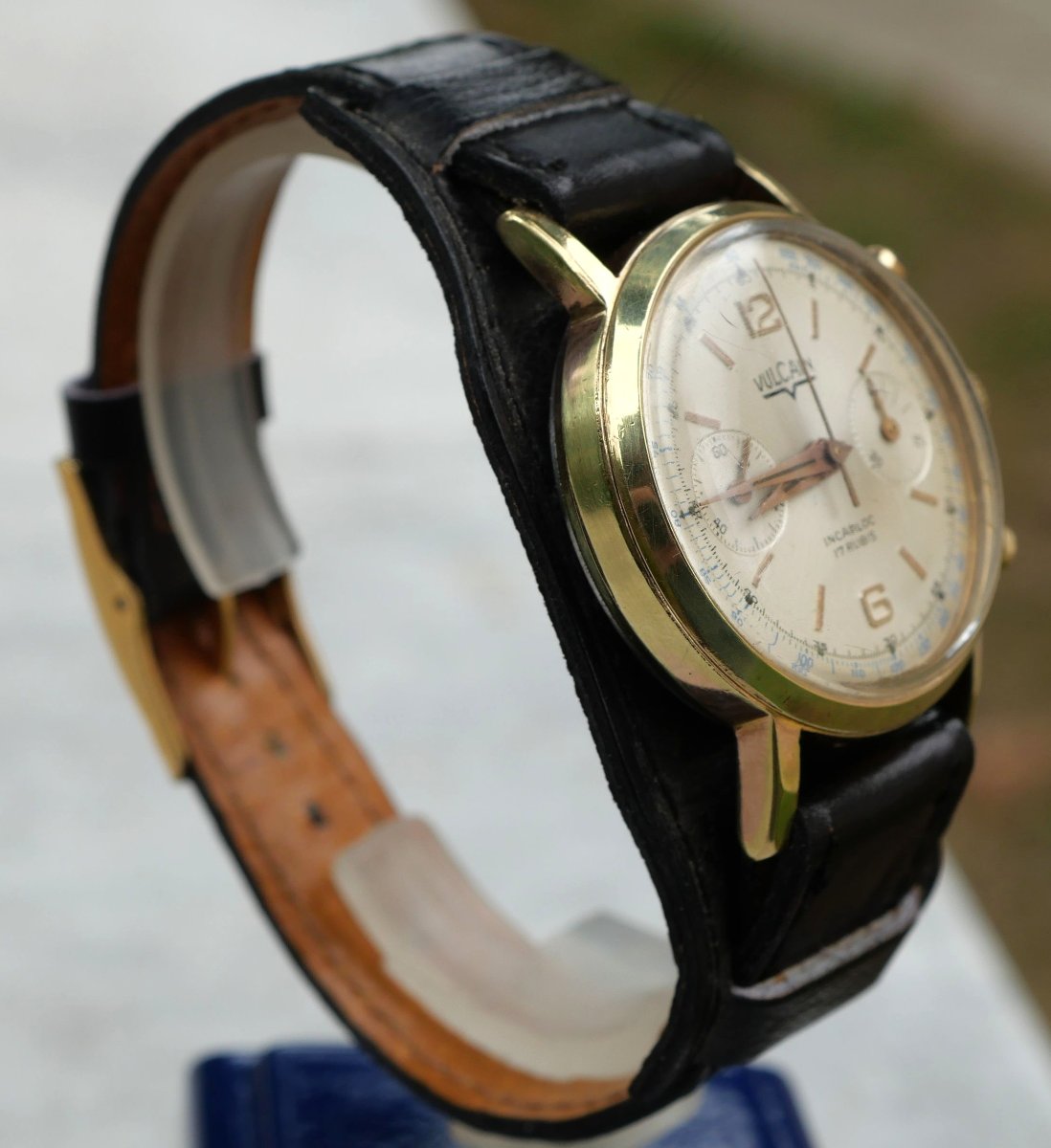 Montre chronomètre chronographe Vulcain années 50 plaqué or calibre Venus 210 BEA25MON002-photo-6