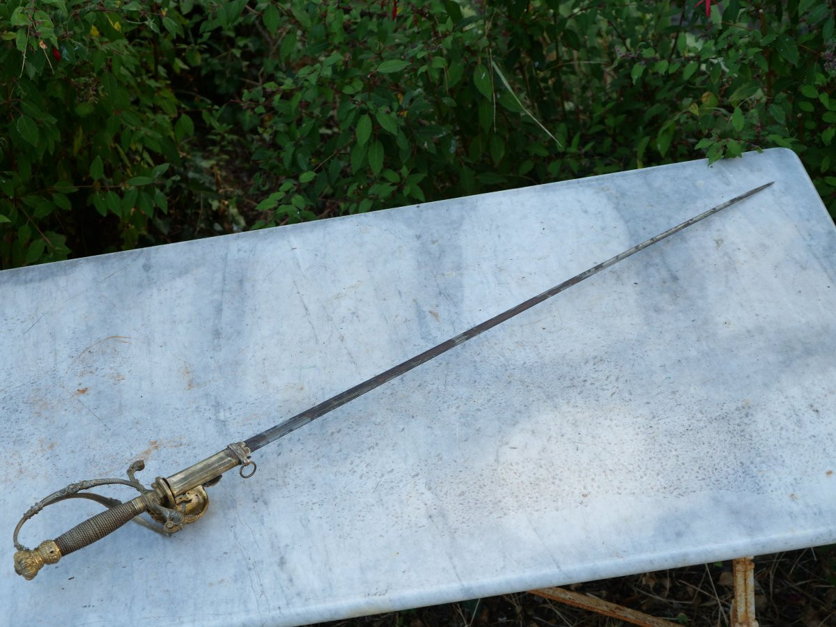 Admiral Sword Navy Kingdom Belgium XIX Sf + Chape - Circa 1831 - Ref Lbv24bel001-photo-2
