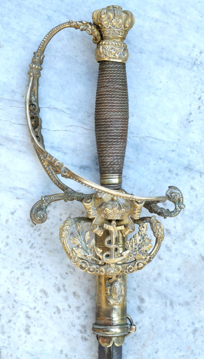 Admiral Sword Navy Kingdom Belgium XIX Sf + Chape - Circa 1831 - Ref Lbv24bel001