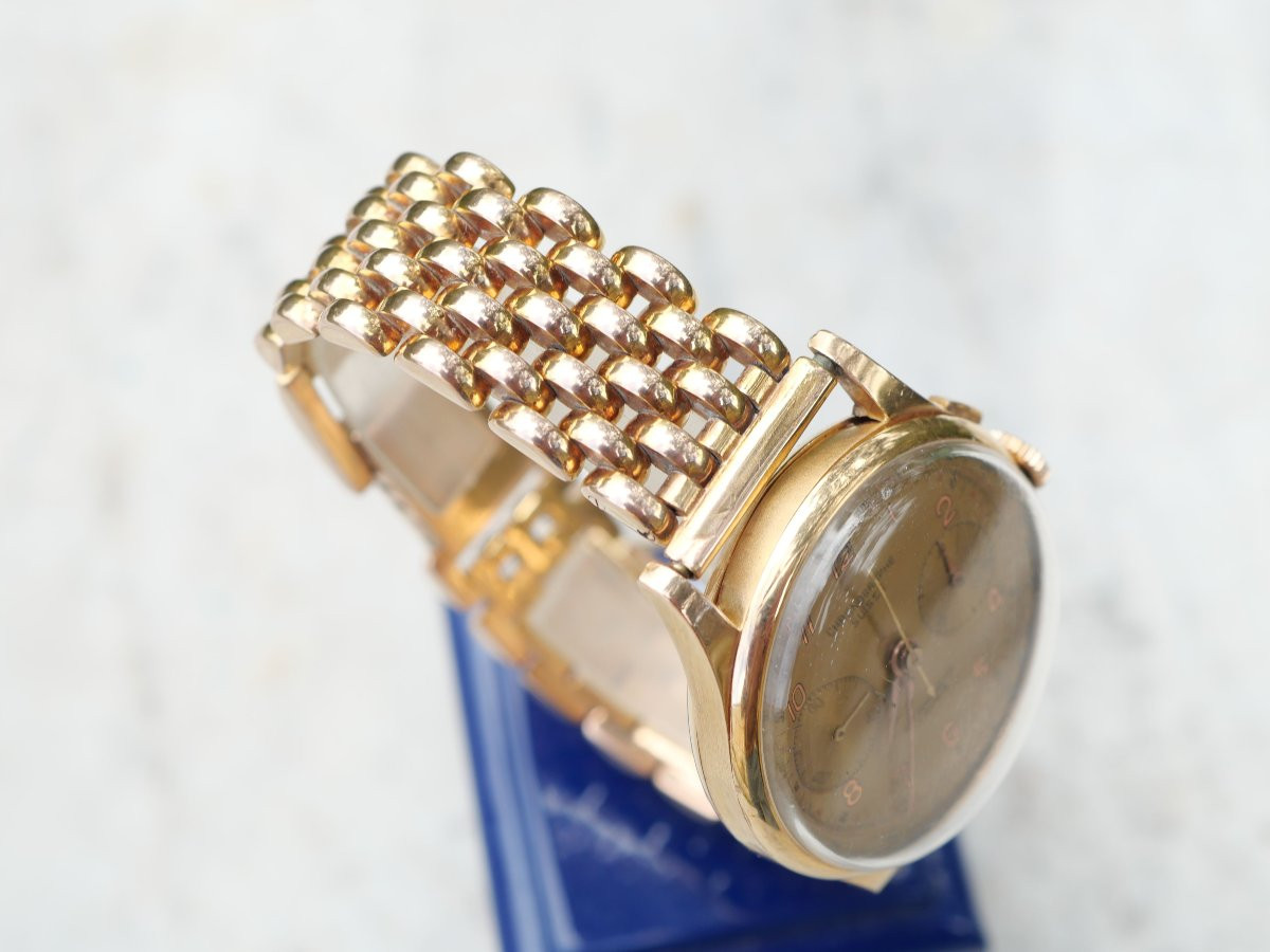 CHRONOGRAPHE SUISSE dix sept rubis venus 188 montre bracelet homme boitier or 18 K SBX25CHS001-photo-4