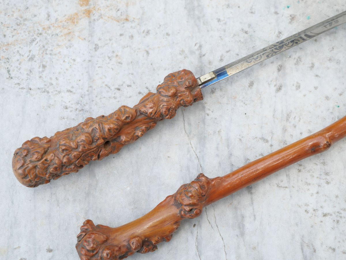 Cravache avec dague dissimulée bouton et arme parfaitement masqués  XIX  HER25CAN006-photo-3