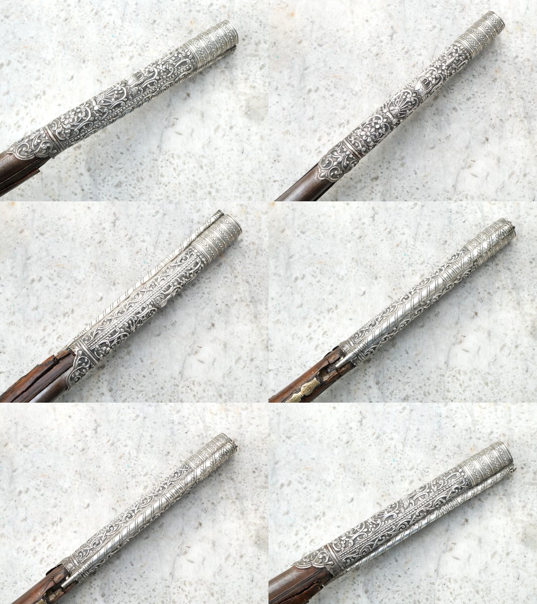 EMPIRE pistolet ARGENT d'arçon silex à la Mameluk Mamelouk de style OTTOMAN - époque XV-photo-4
