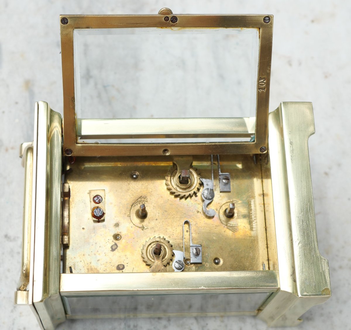 Pendule d’officier ou de voyage en laiton à sonnerie alarme réveil début XXème  -  BEA24PEN001-photo-6