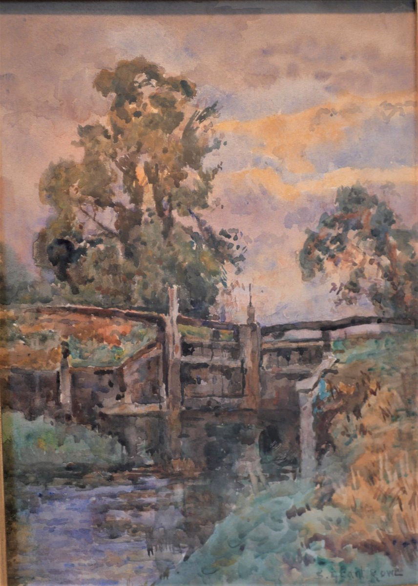 Beautiful Original Gouache Work Signed Sidney Grant Rowe Framed XIX Tou25gra001-photo-3