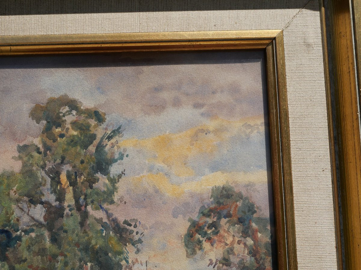 Beautiful Original Gouache Work Signed Sidney Grant Rowe Framed XIX Tou25gra001-photo-6