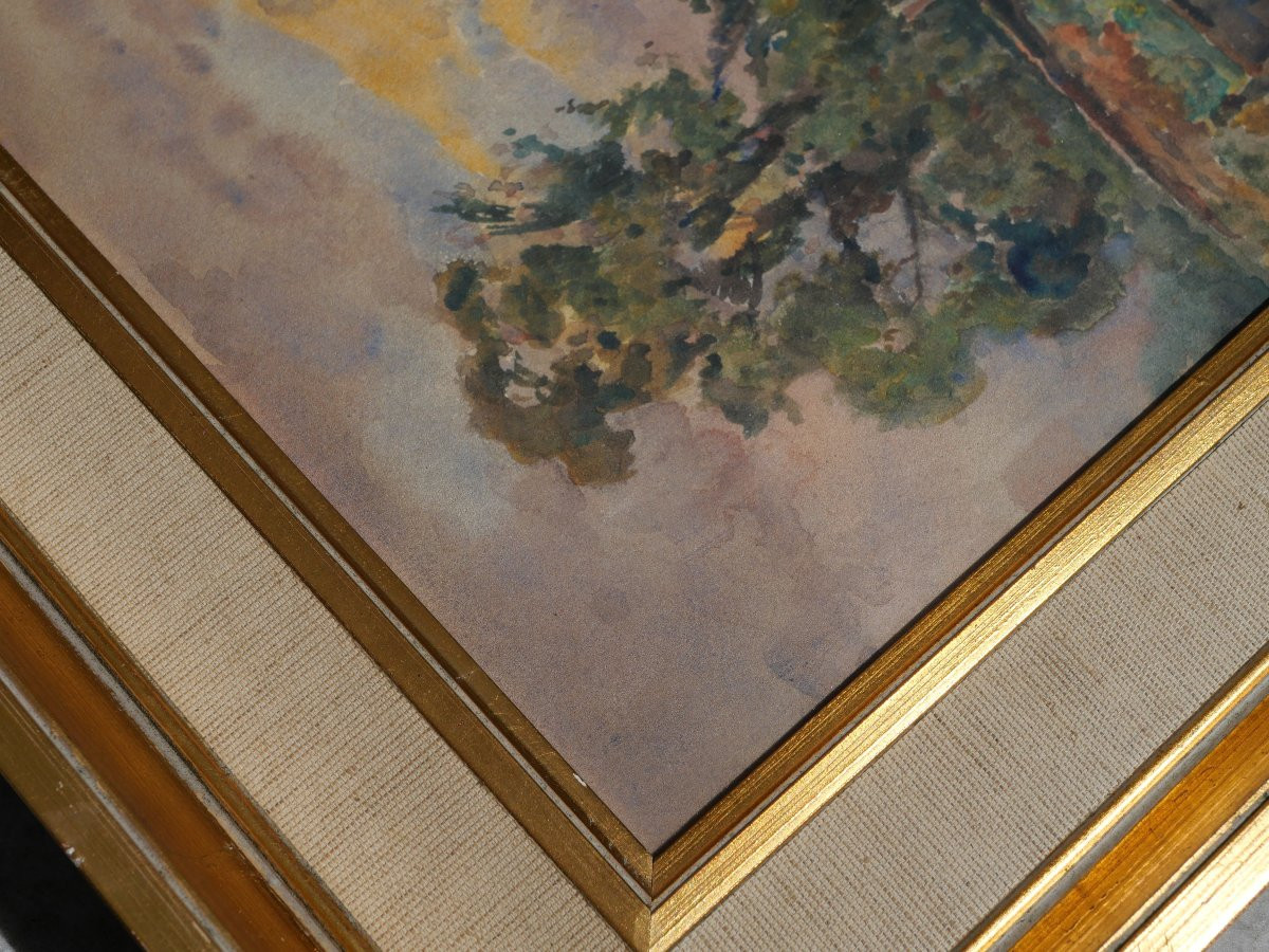 Beautiful Original Gouache Work Signed Sidney Grant Rowe Framed XIX Tou25gra001-photo-8