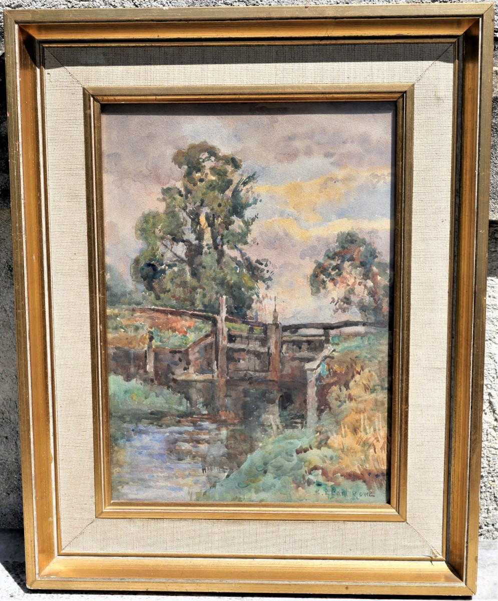 Beautiful Original Gouache Work Signed Sidney Grant Rowe Framed XIX Tou25gra001
