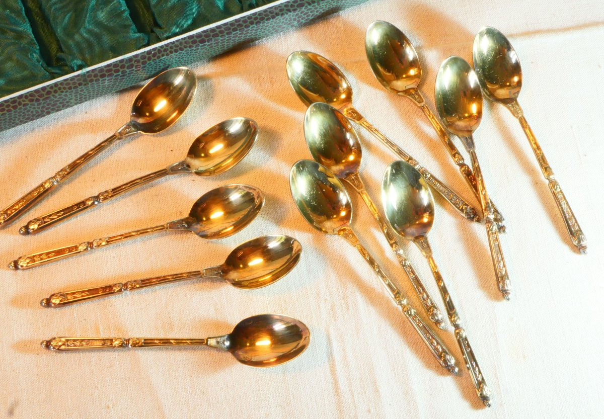Complete Set Of Ravinet d'Enfert Mocha Spoons - Russian Shape - Good Condition - 20th Century Lcl22rav001 -photo-2