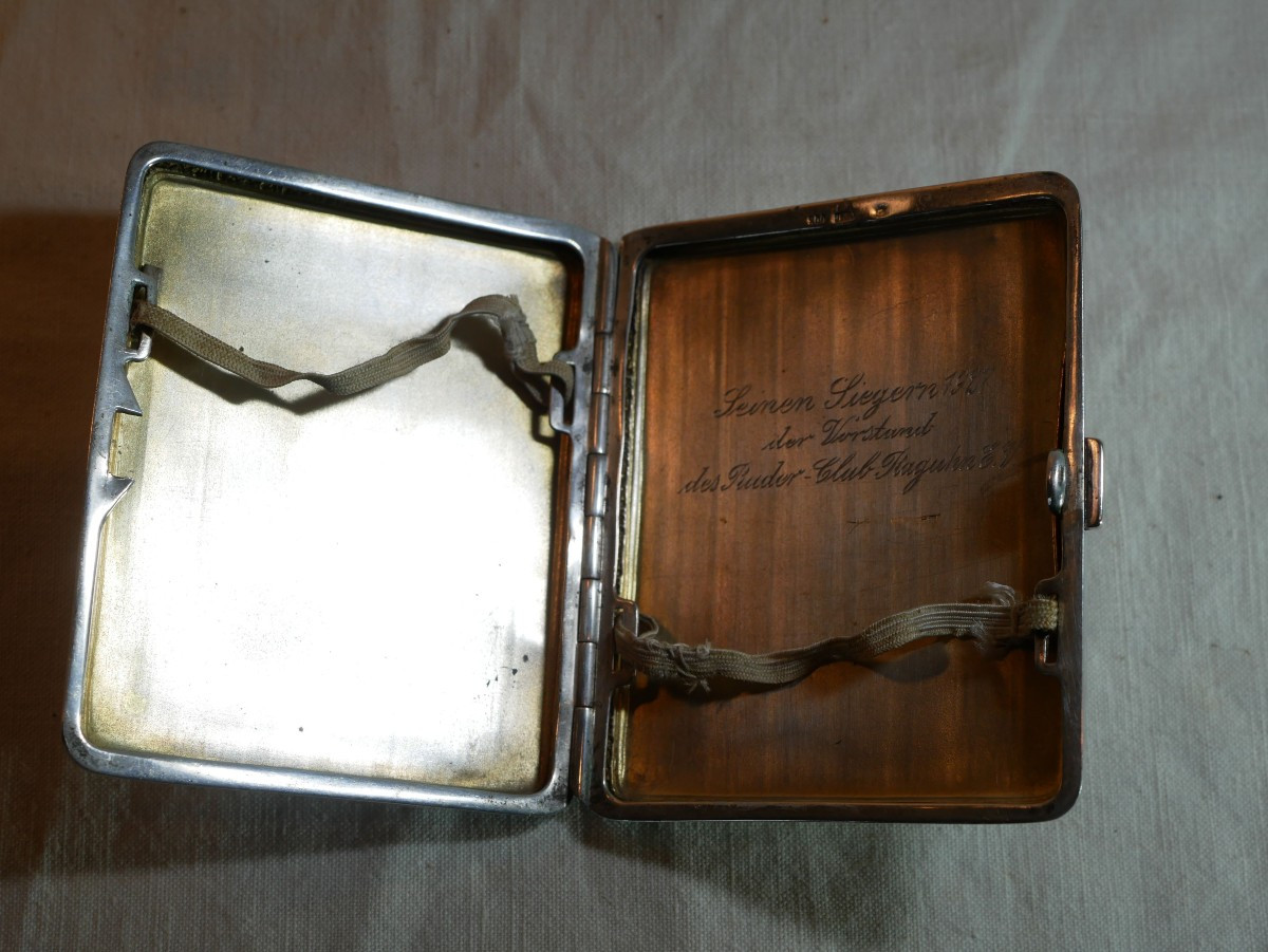 Silverware Cigarette Case Reward Club Oars Raguhn 1927 Silver Uka 800 