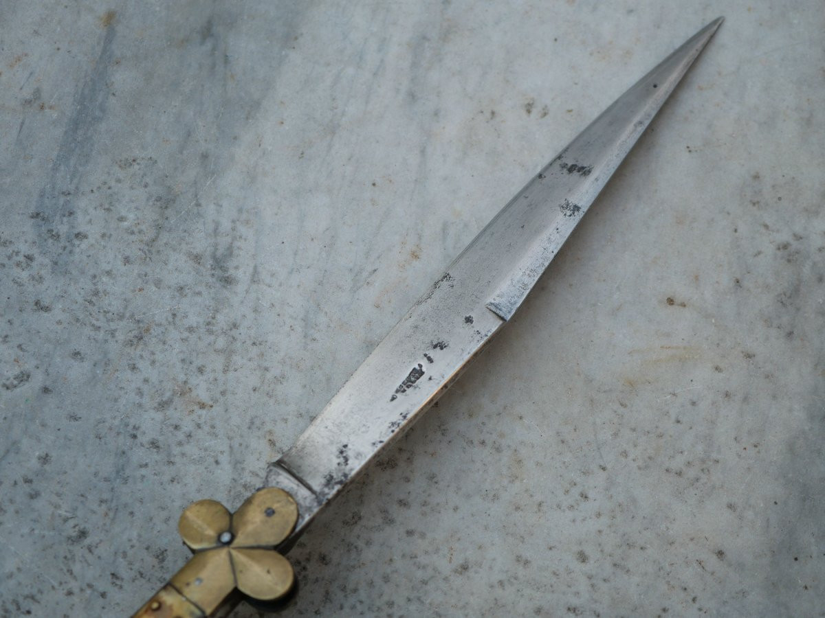 Grand Couteau 47,5 cm pliant Navaja Vendetta XIXème siècle Signé PIQUE Oloron  CAE25NAV001 -photo-4