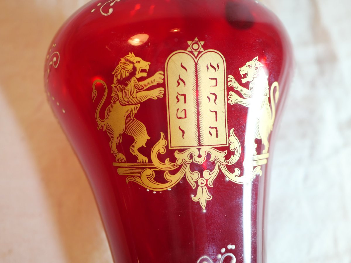 JUDAICA - Service  Murano Hanoukka - lions de Juda - Torah Menorah PRN25MUR001-photo-4