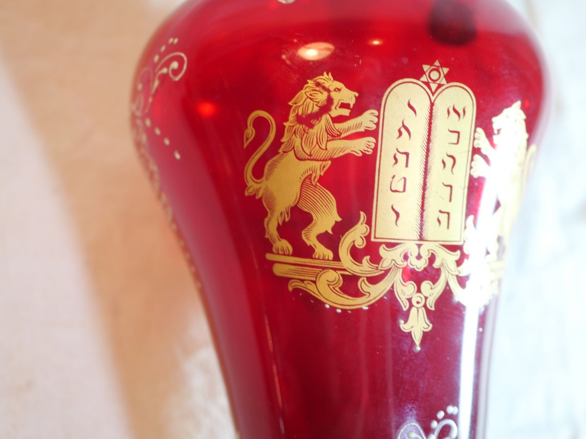 JUDAICA - Service  Murano Hanoukka - lions de Juda - Torah Menorah PRN25MUR001-photo-5