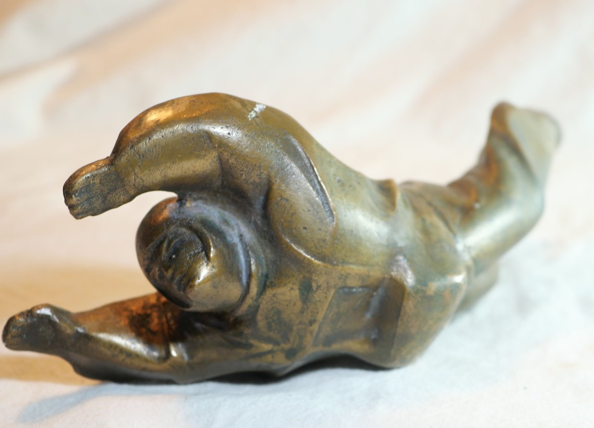 Unique 1950s Modernist Bronze Paratrooper Figure In Flight Lis25par001-photo-2