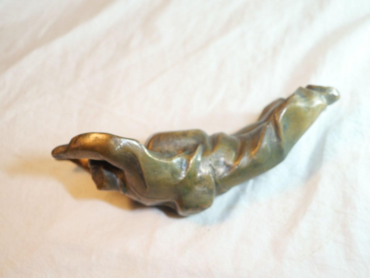 Unique 1950s Modernist Bronze Paratrooper Figure In Flight Lis25par001-photo-7