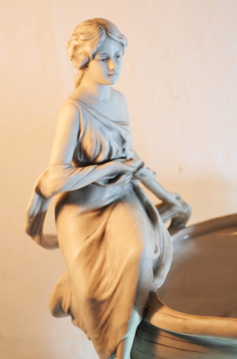 ART NOUVEAU Royal Dux Bohemia - Imposante Coupe Bohême vers 1900 - Néréide - SDC25DUX001-photo-2