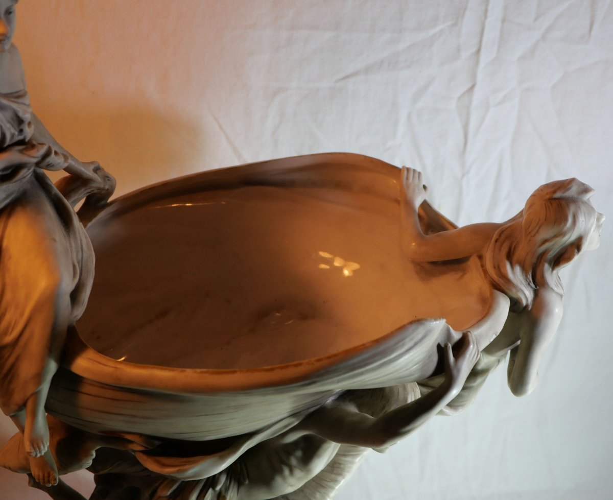 ART NOUVEAU Royal Dux Bohemia - Imposante Coupe Bohême vers 1900 - Néréide - SDC25DUX001-photo-3