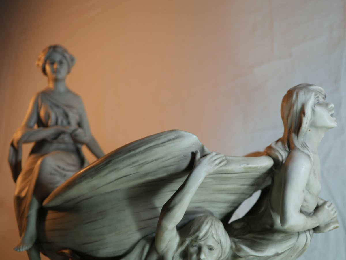 ART NOUVEAU Royal Dux Bohemia - Imposante Coupe Bohême vers 1900 - Néréide - SDC25DUX001-photo-4