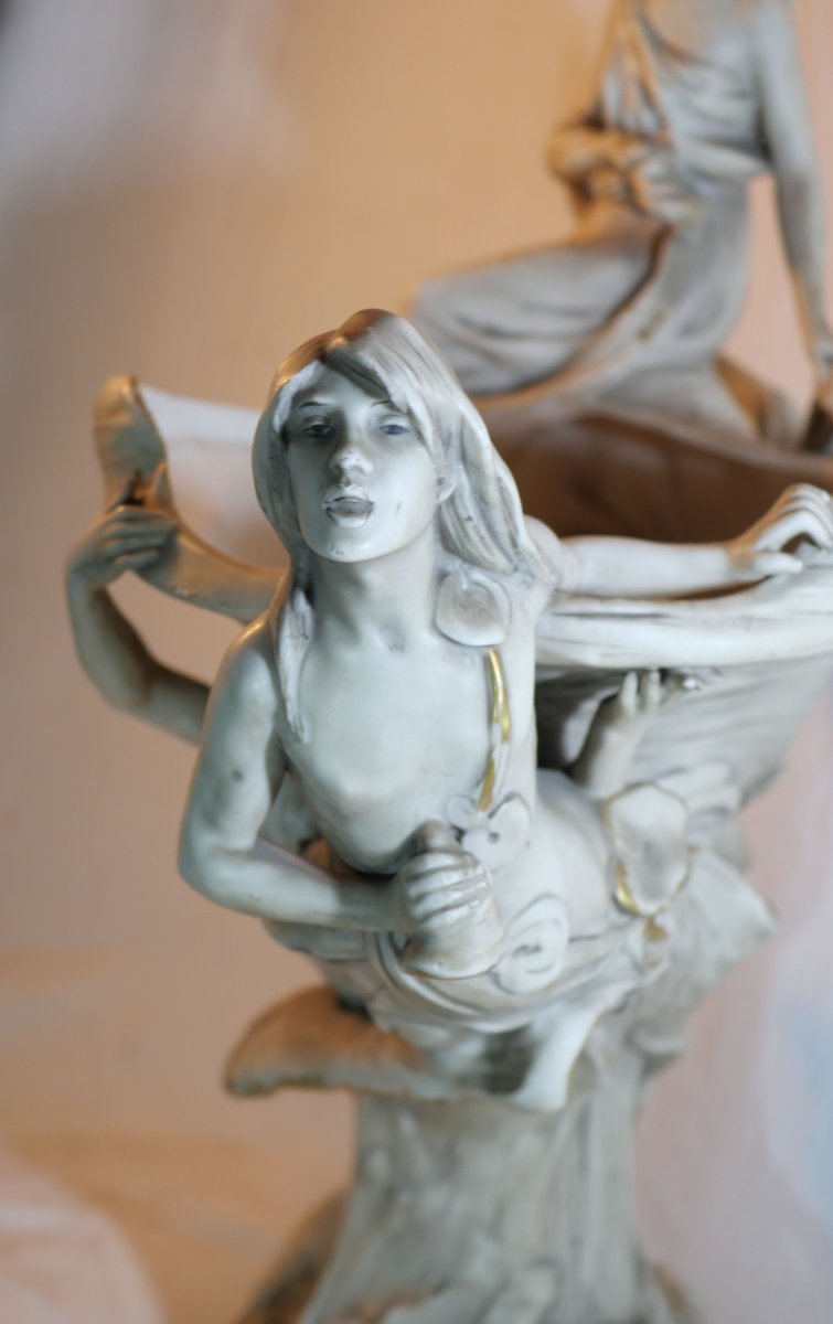 ART NOUVEAU Royal Dux Bohemia - Imposante Coupe Bohême vers 1900 - Néréide - SDC25DUX001-photo-2