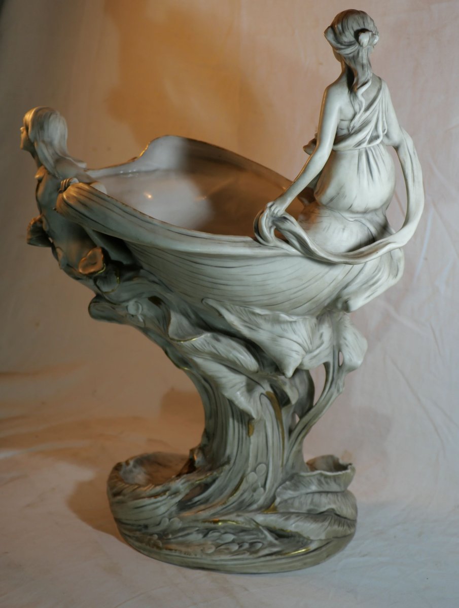 ART NOUVEAU Royal Dux Bohemia - Imposante Coupe Bohême vers 1900 - Néréide - SDC25DUX001-photo-3