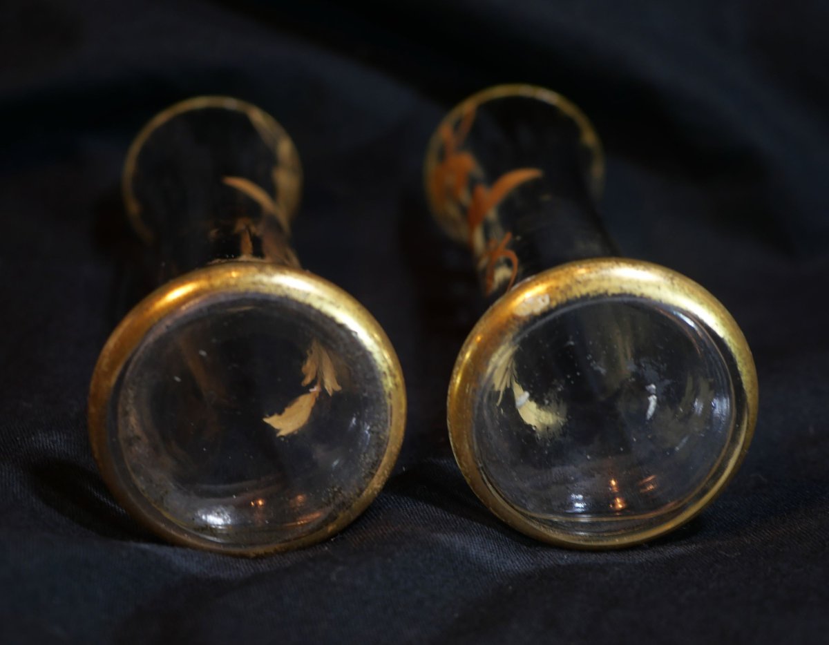 Art Nouveau - Reduced Pair Of Soliflore Vases With Vegetal Decoration And Gilt Highlights Sdc25vas004-photo-6