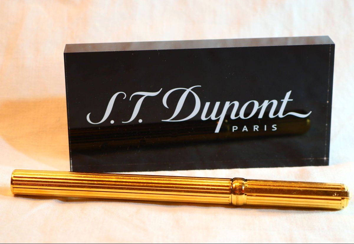 S. T. DUPONT  stylo plume or 750 mil 18K  corps plaqué or -  CDM25DUP001-photo-2