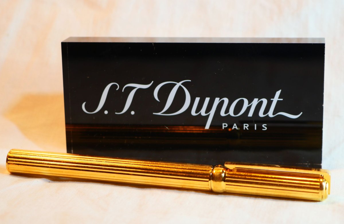 S. T. DUPONT  stylo plume or 750 mil 18K  corps plaqué or -  CDM25DUP001-photo-3