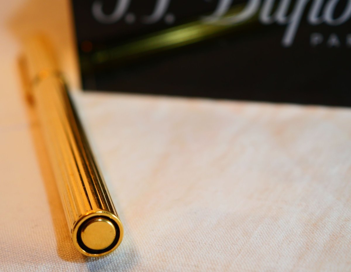 S. T. DUPONT  stylo plume or 750 mil 18K  corps plaqué or -  CDM25DUP001-photo-2