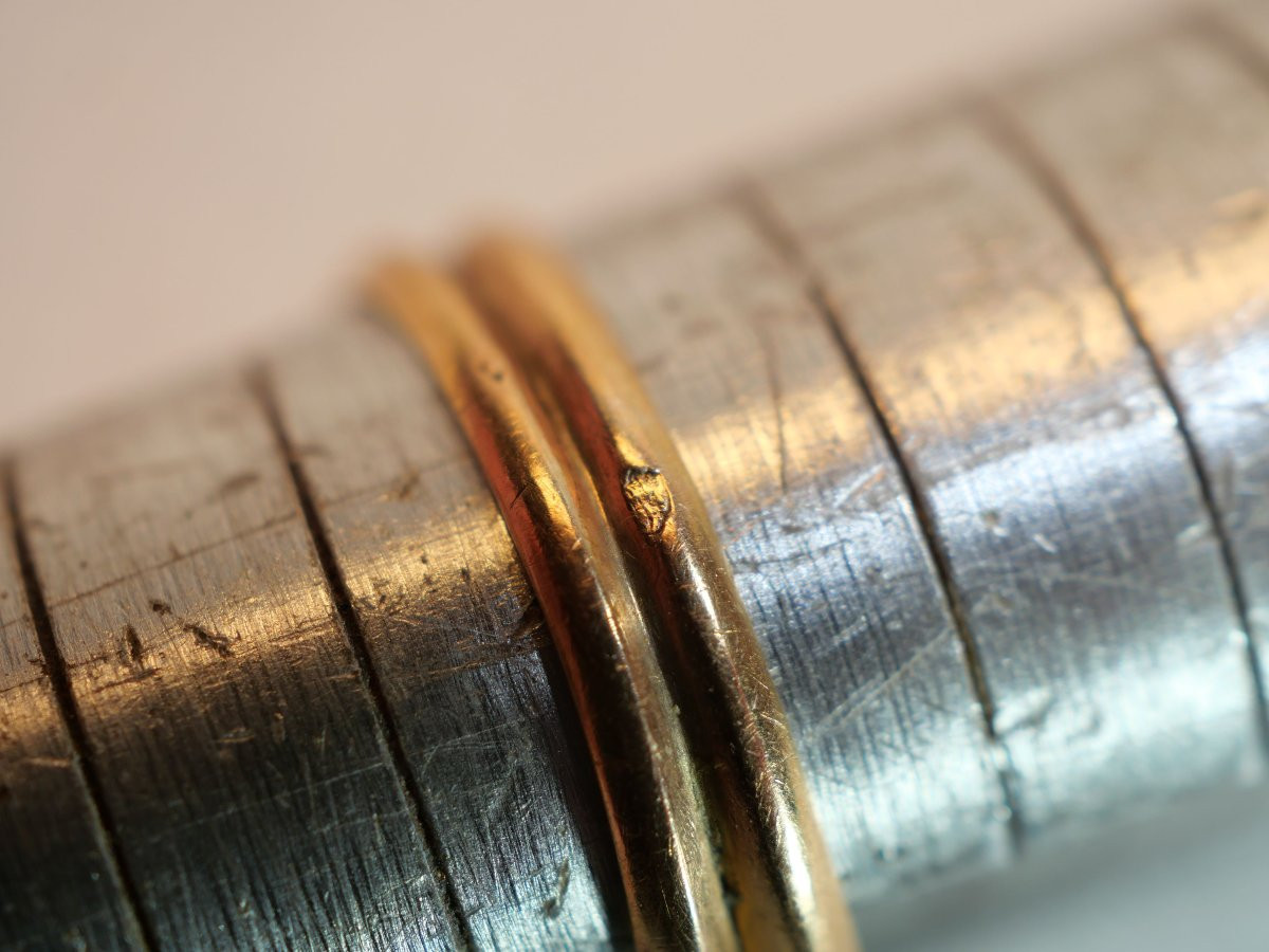 bague OR 18K 2 anneaux 2 ors sertie d’une perle et d’un saphir épaulée brillants SDC25BAG001-photo-3