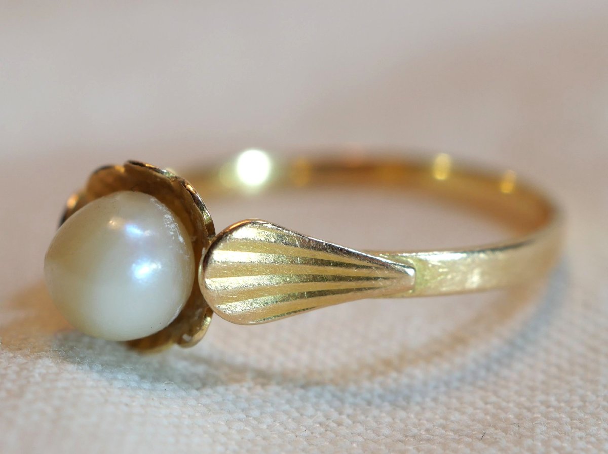 18k Gold Ring With Pearl, Gross Weight 1.6 Grams, Goldsmith Charles Godin, 1920, Sdc25bag002-photo-2